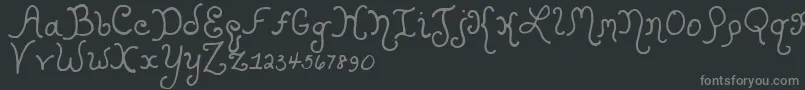 KristenCurly-fontti – harmaat kirjasimet mustalla taustalla