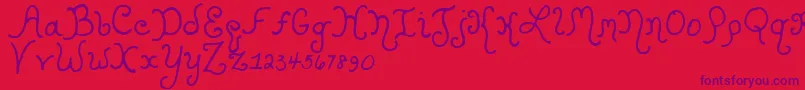 KristenCurly Font – Purple Fonts on Red Background
