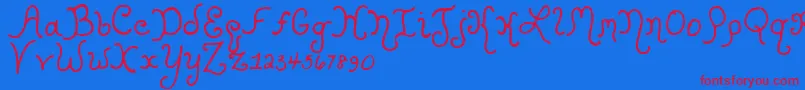 KristenCurly Font – Red Fonts on Blue Background