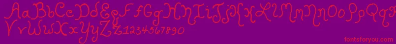 KristenCurly Font – Red Fonts on Purple Background