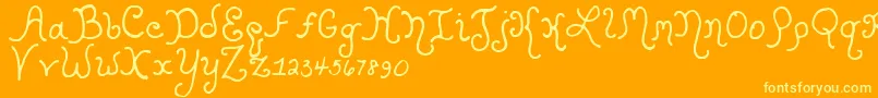 KristenCurly Font – Yellow Fonts on Orange Background