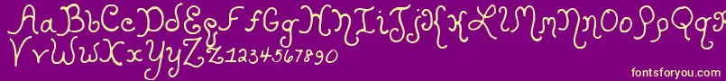 KristenCurly Font – Yellow Fonts on Purple Background