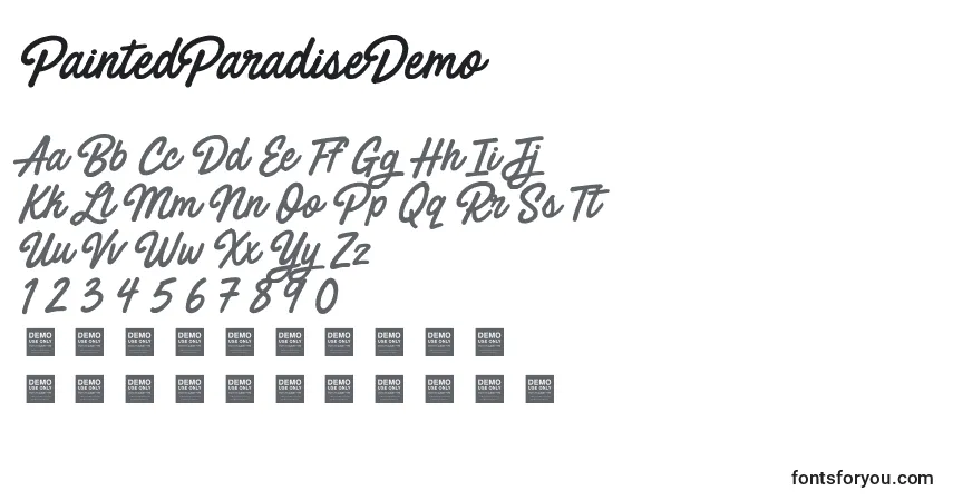 Schriftart PaintedParadiseDemo – Alphabet, Zahlen, spezielle Symbole