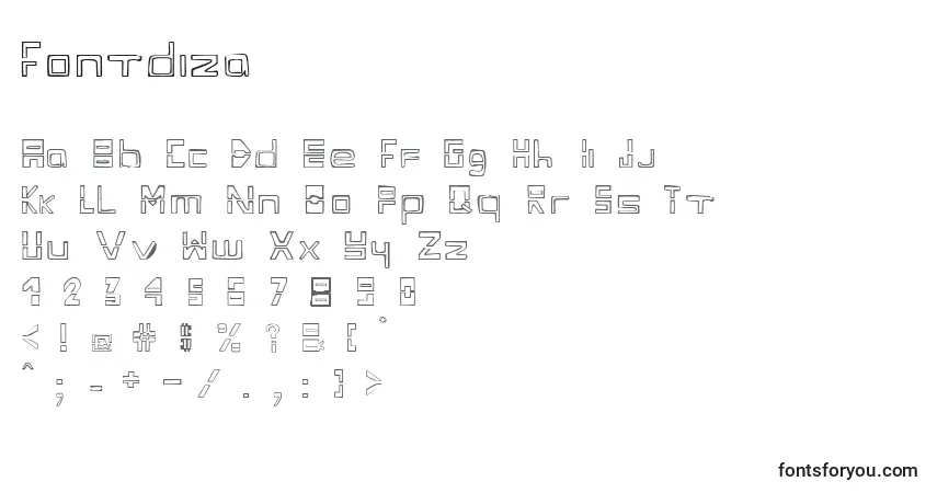 Czcionka Fontdiza – alfabet, cyfry, specjalne znaki