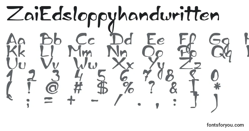 Fuente ZaiEdsloppyhandwritten - alfabeto, números, caracteres especiales