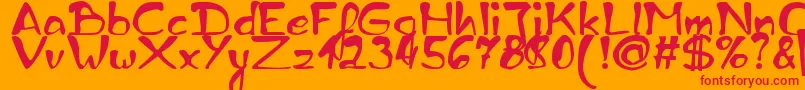 ZaiEdsloppyhandwritten Font – Red Fonts on Orange Background
