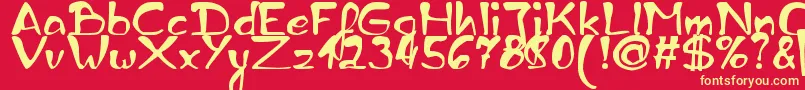 ZaiEdsloppyhandwritten Font – Yellow Fonts on Red Background