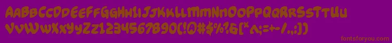 Funnypagescond-Schriftart – Braune Schriften auf violettem Hintergrund