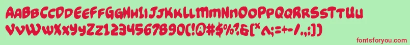 Czcionka Funnypagescond – czerwone czcionki na zielonym tle