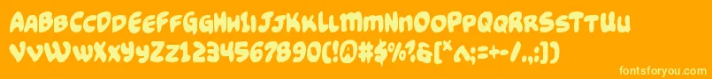 Funnypagescond-Schriftart – Gelbe Schriften auf orangefarbenem Hintergrund