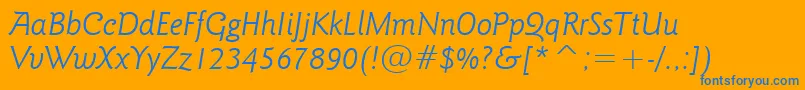 More about GoudySansLightItalicBt Font GoudySansLightItalicBt Font – Blue Fonts on Orange Background