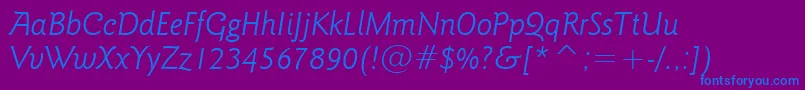 GoudySansLightItalicBt Font – Blue Fonts on Purple Background