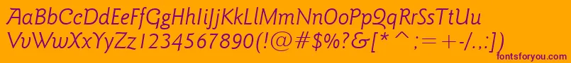 GoudySansLightItalicBt Font – Purple Fonts on Orange Background