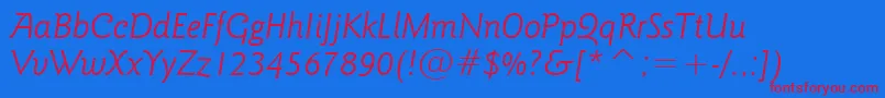 GoudySansLightItalicBt Font – Red Fonts on Blue Background