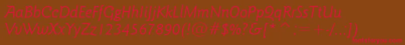 GoudySansLightItalicBt Font – Red Fonts on Brown Background