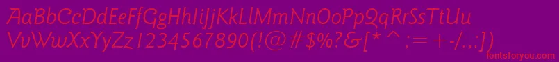 GoudySansLightItalicBt Font – Red Fonts on Purple Background