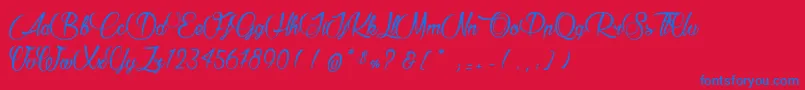 RaisinDesSables-Schriftart – Blaue Schriften auf rotem Hintergrund