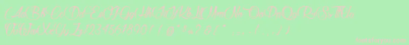 RaisinDesSables-fontti – vaaleanpunaiset fontit vihreällä taustalla