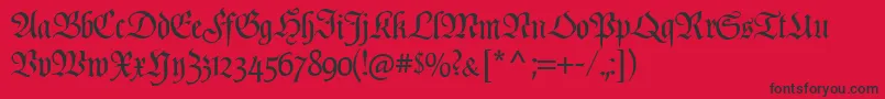 PopplFrakturCat Font – Black Fonts on Red Background