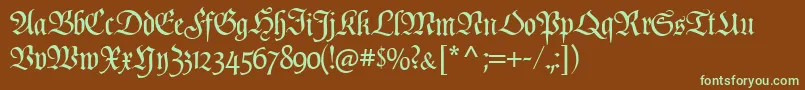 PopplFrakturCat Font – Green Fonts on Brown Background