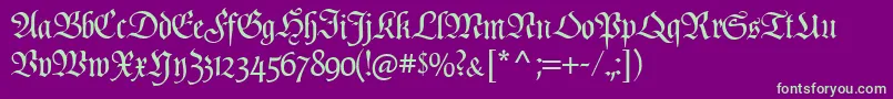 PopplFrakturCat Font – Green Fonts on Purple Background