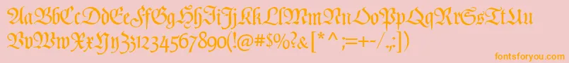 PopplFrakturCat-Schriftart – Orangefarbene Schriften auf rosa Hintergrund