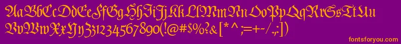 PopplFrakturCat Font – Orange Fonts on Purple Background