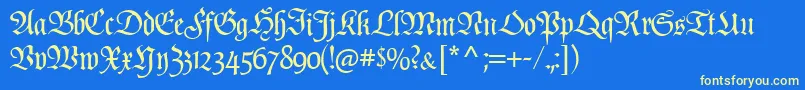 PopplFrakturCat Font – Yellow Fonts on Blue Background