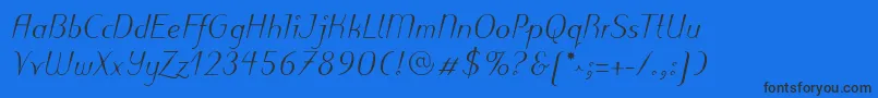 PuritasLtMediumItalic Font – Black Fonts on Blue Background