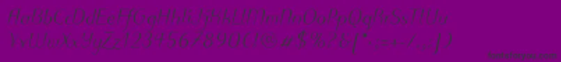 Fonte PuritasLtMediumItalic – fontes pretas em um fundo violeta