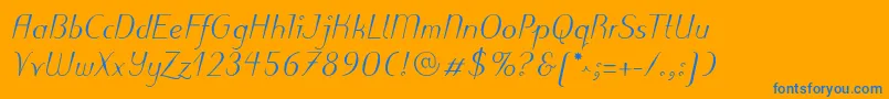 PuritasLtMediumItalic Font – Blue Fonts on Orange Background