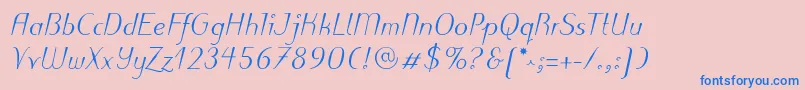Шрифт PuritasLtMediumItalic – синие шрифты на розовом фоне