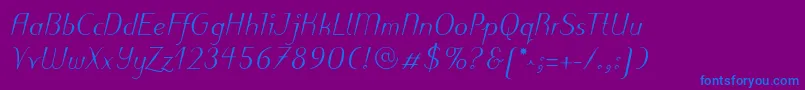 フォントPuritasLtMediumItalic – 紫色の背景に青い文字
