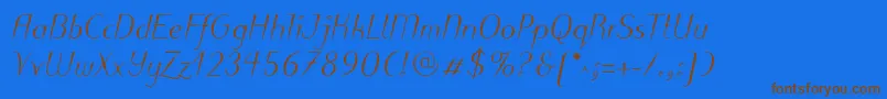 PuritasLtMediumItalic Font – Brown Fonts on Blue Background