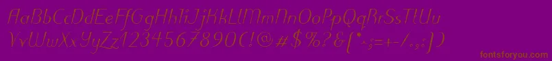 PuritasLtMediumItalic-fontti – ruskeat fontit violetilla taustalla