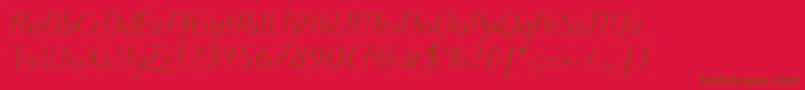 PuritasLtMediumItalic-fontti – ruskeat fontit punaisella taustalla