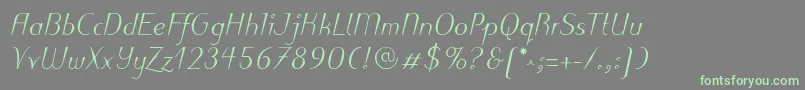 PuritasLtMediumItalic Font – Green Fonts on Gray Background