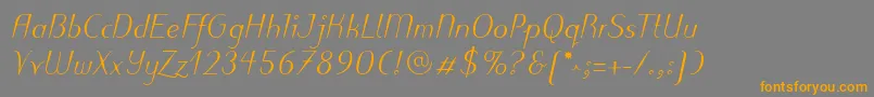 フォントPuritasLtMediumItalic – オレンジの文字は灰色の背景にあります。