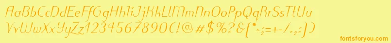 PuritasLtMediumItalic Font – Orange Fonts on Yellow Background