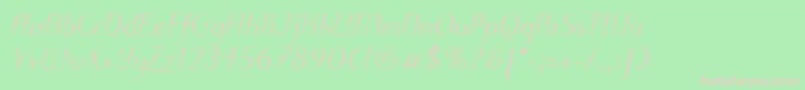 Fonte PuritasLtMediumItalic – fontes rosa em um fundo verde