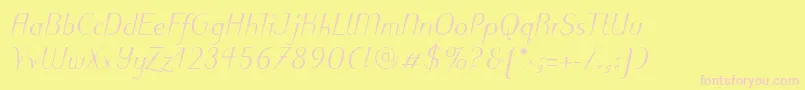 PuritasLtMediumItalic Font – Pink Fonts on Yellow Background