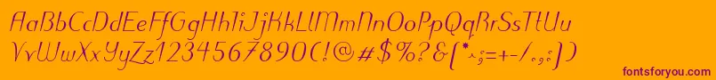 PuritasLtMediumItalic Font – Purple Fonts on Orange Background