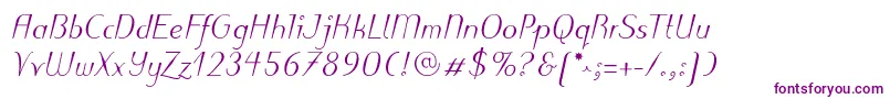 PuritasLtMediumItalic Font – Purple Fonts on White Background