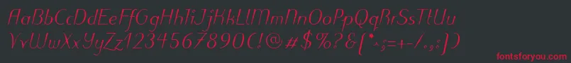 PuritasLtMediumItalic Font – Red Fonts on Black Background