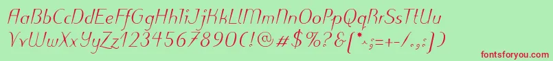 PuritasLtMediumItalic Font – Red Fonts on Green Background