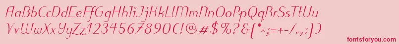 フォントPuritasLtMediumItalic – ピンクの背景に赤い文字