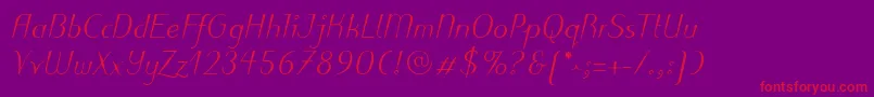 PuritasLtMediumItalic Font – Red Fonts on Purple Background