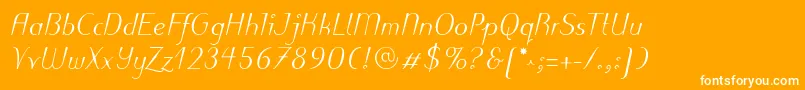 Шрифт PuritasLtMediumItalic – белые шрифты на оранжевом фоне