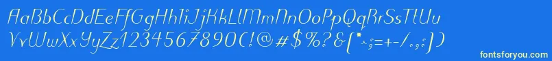 PuritasLtMediumItalic Font – Yellow Fonts on Blue Background