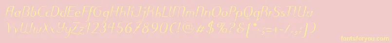 フォントPuritasLtMediumItalic – 黄色のフォント、ピンクの背景